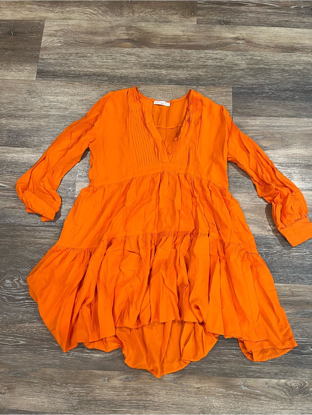 Bright Orange Tiered Tunic Dress